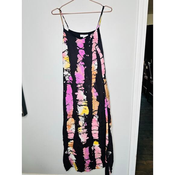 BUSAYO COLLECTIVE Black Pink Tie-Dye V-Neck Slip Style Dress Size Small - Picture 5 of 11